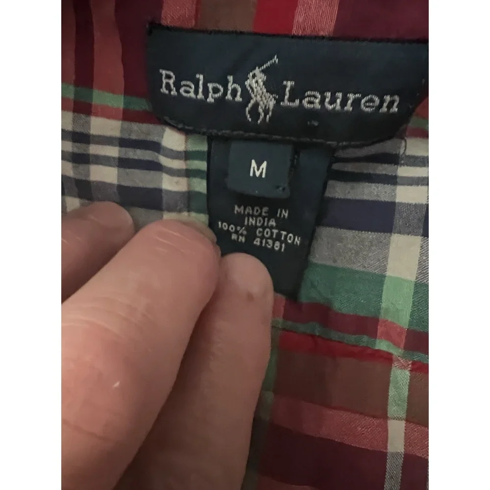 Ralph Lauren Boys Button Down Shirt‎ Short Sleeve Multicolored Plaid Size Medium